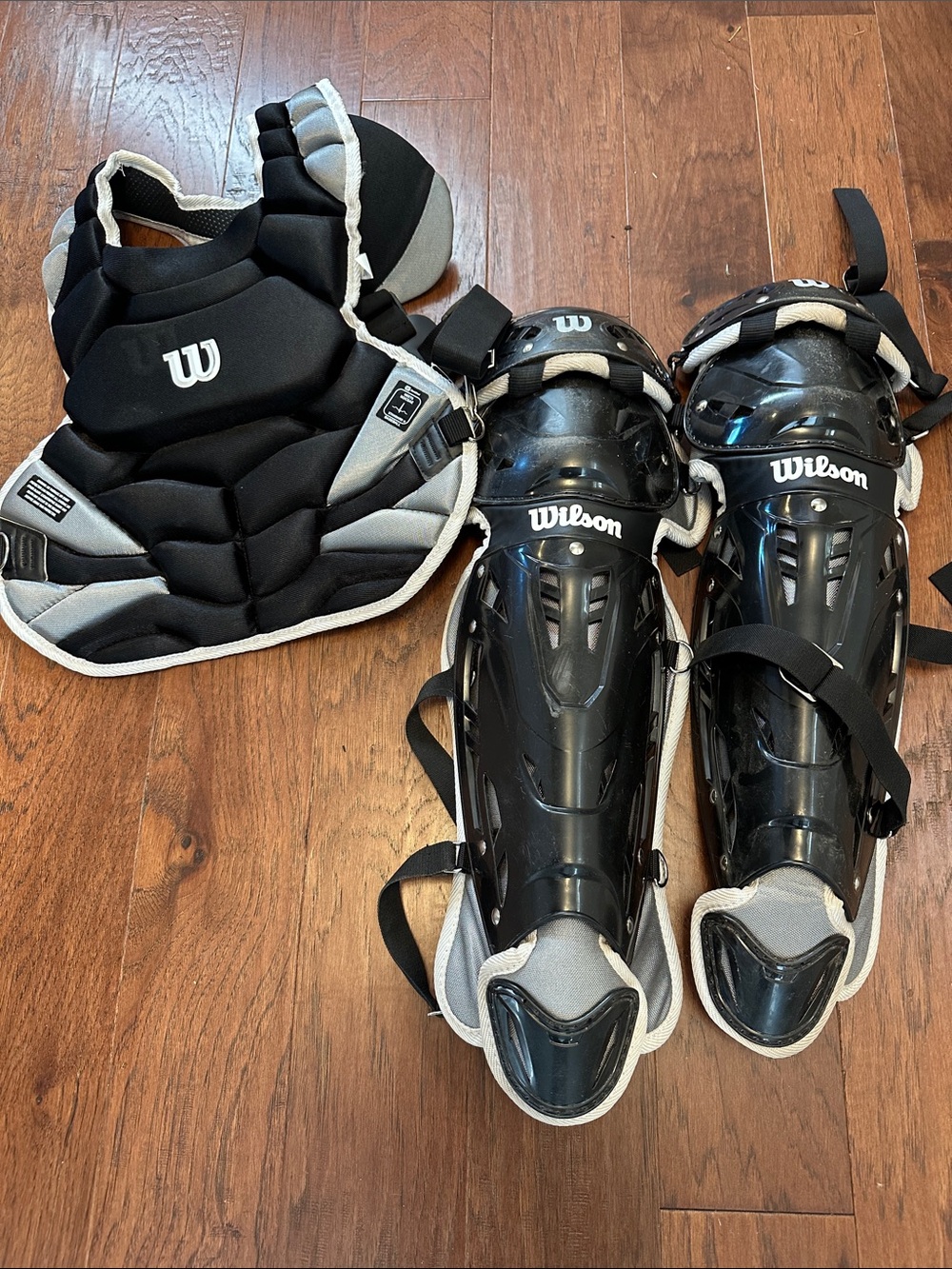 Wilson Black and Gray Catcher's Chest Protector and Leg Guards Set —intermediate